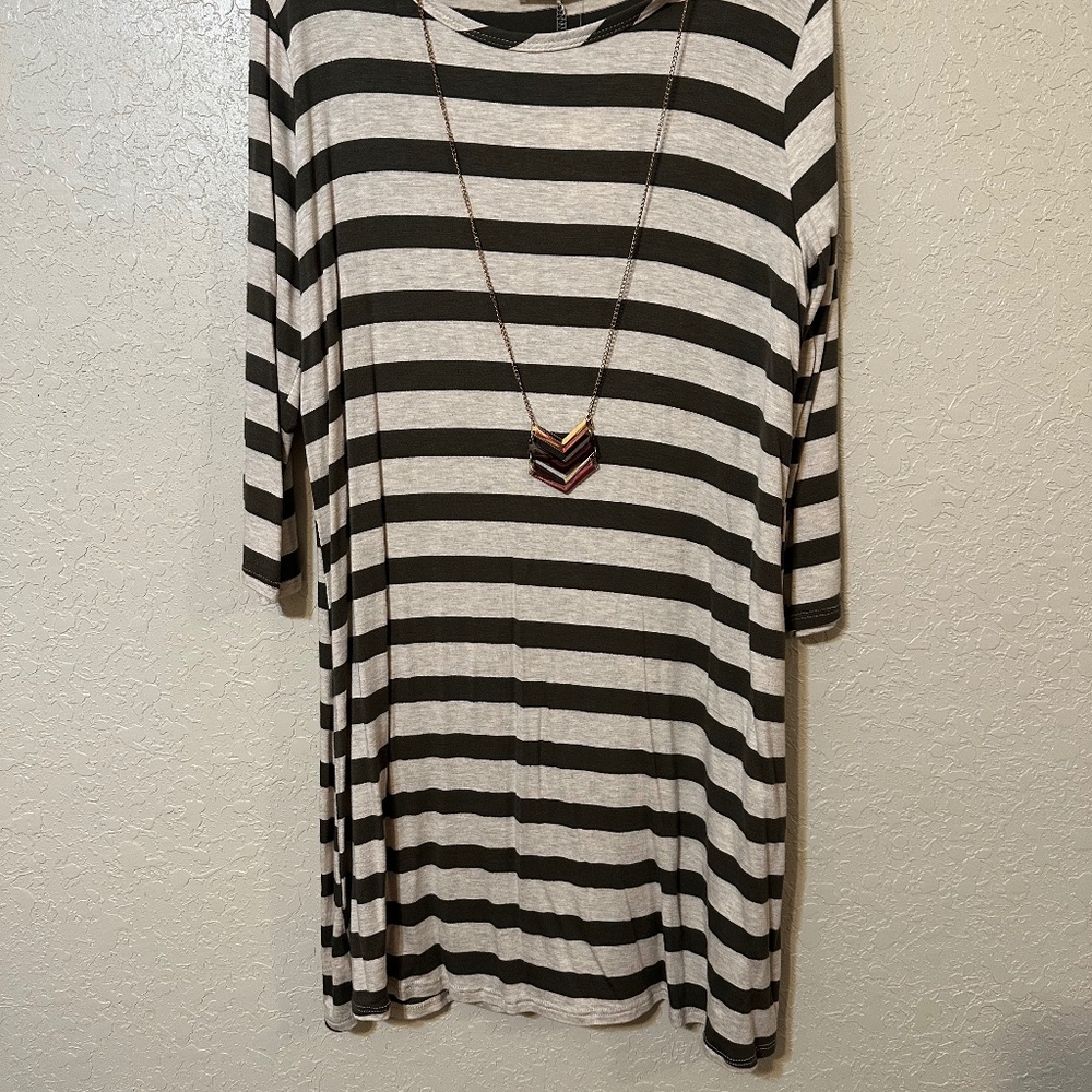 Striped Green and Tan dress